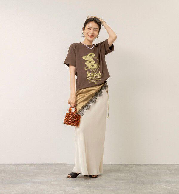 MAQWEL「【MAQWEL/マクウェル】ウォッシャブル Maqwel RECORDS オープンエンドプリントTシャツ」|Tシャツ・カットソー|