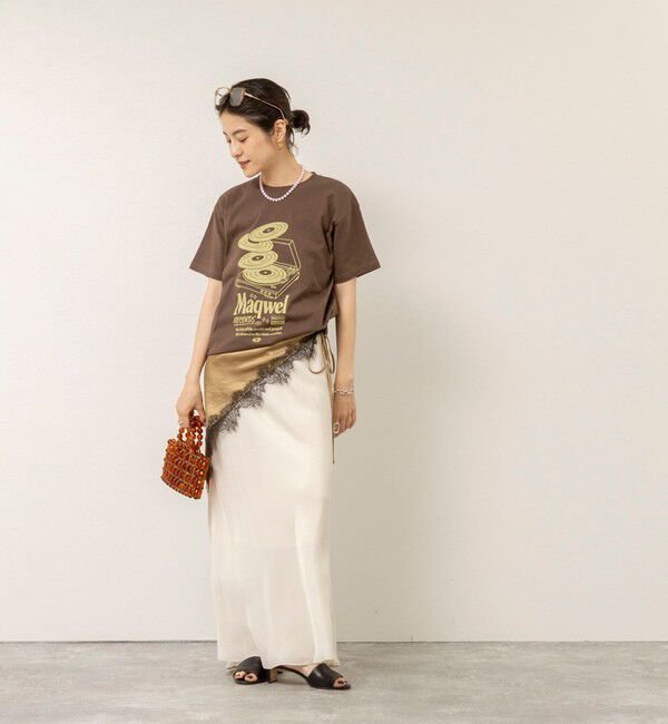 MAQWEL「【MAQWEL/マクウェル】ウォッシャブル Maqwel RECORDS オープンエンドプリントTシャツ」|Tシャツ・カットソー|