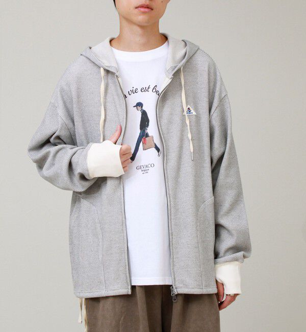 GLOSTER「【GEVACO/ゲバコ】ジップアップワッフルフーディー」|パーカー|エクリュ