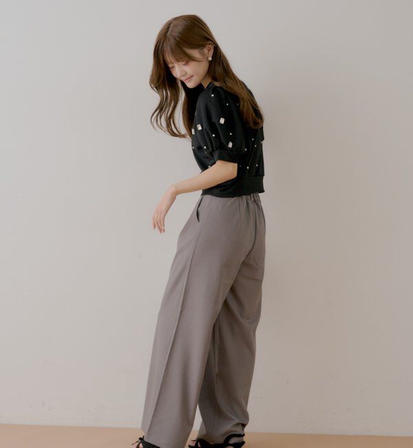  「【SALON  by Chico】パフ袖ランダムビジュースウェット」|Tシャツ・カットソー|