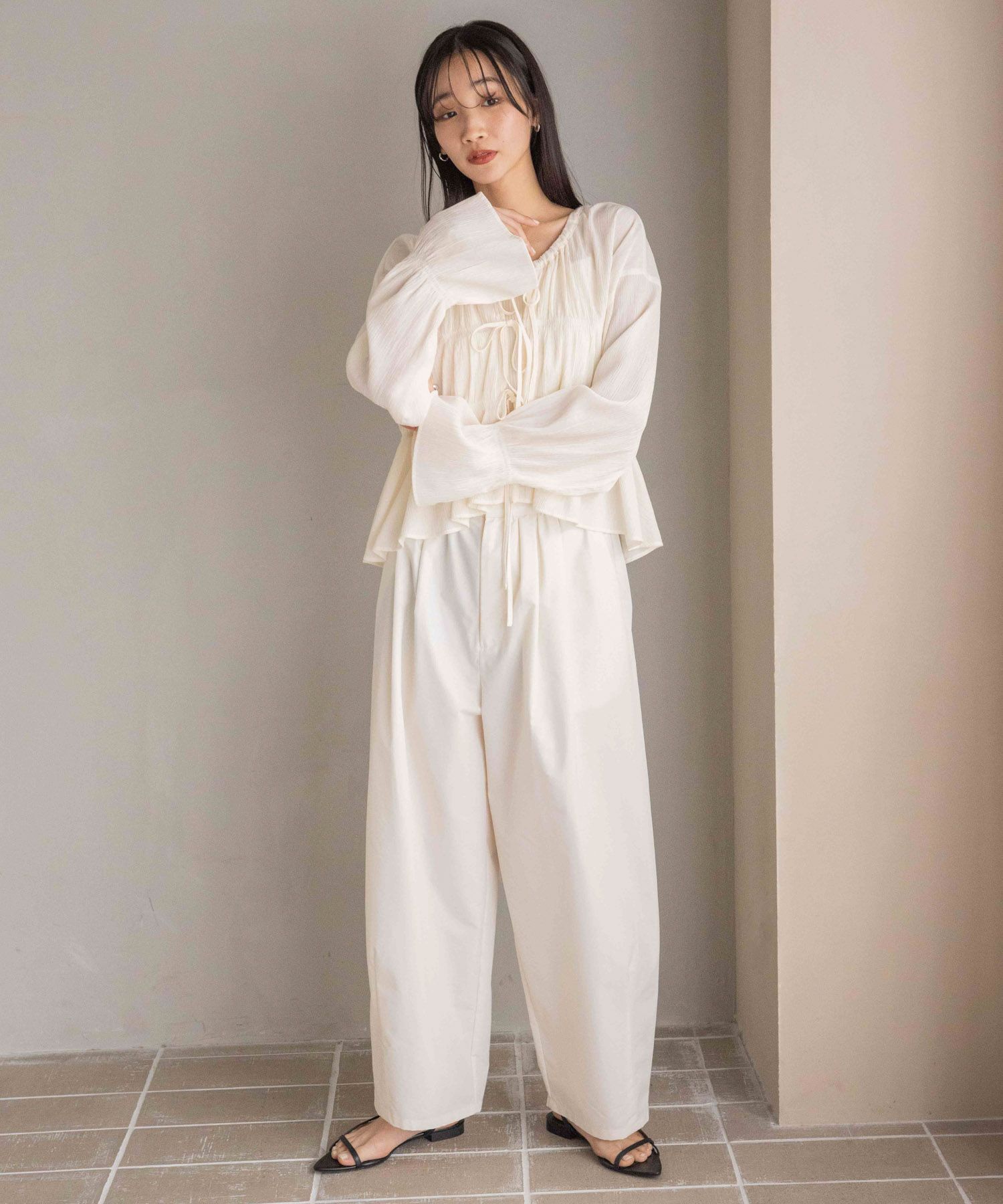 LOWRYS FARM「ヨウリュウシャーリングショートブラウス」|シャツ・ブラウス|