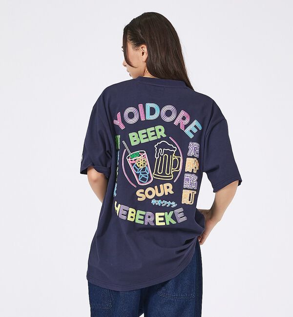 ABAHOUSE「【YOIDORE/ヨイドレ 】刺繍MIX グラフィックプリント クルーネックTシ」|Tシャツ・カットソー|ネイビー