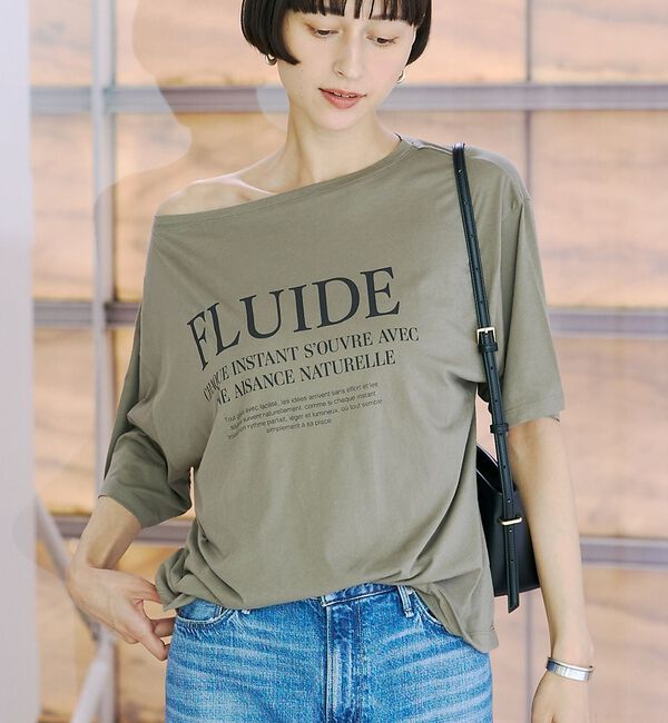 Rouge vif「ドローコードシアーロゴTシャツ / ボートネック」|Tシャツ・カットソー|モカ