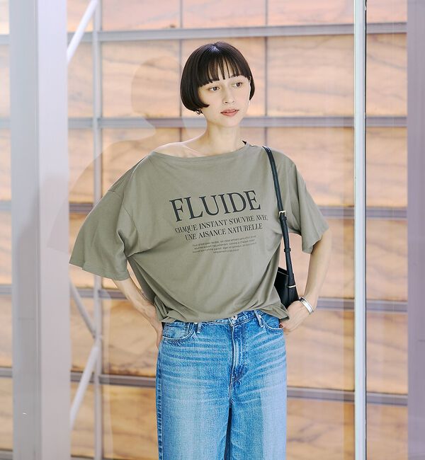 Rouge vif「ドローコードシアーロゴTシャツ / ボートネック」|Tシャツ・カットソー|