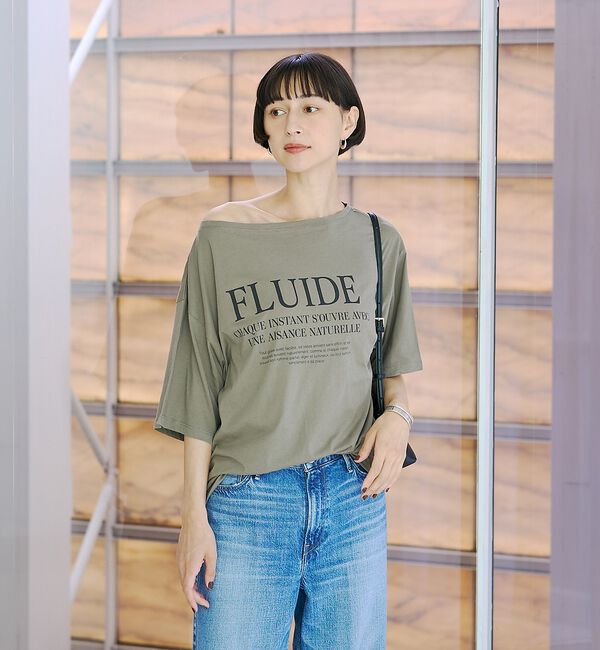 Rouge vif「ドローコードシアーロゴTシャツ / ボートネック」|Tシャツ・カットソー|