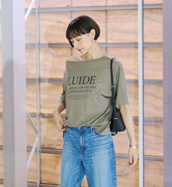 Rouge vif「ドローコードシアーロゴTシャツ / ボートネック」|Tシャツ・カットソー|
