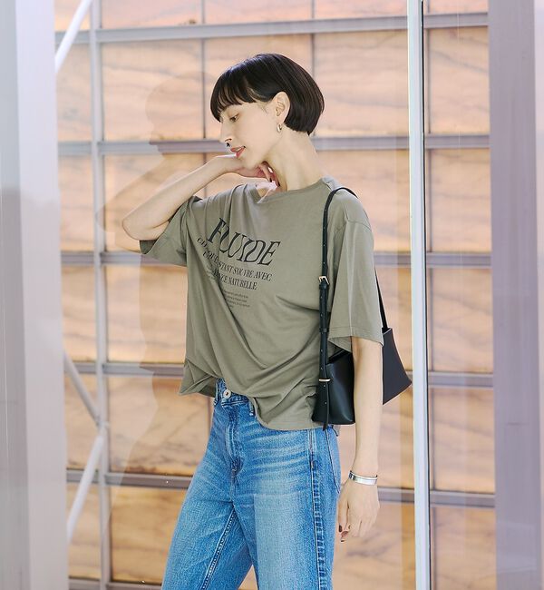 Rouge vif「ドローコードシアーロゴTシャツ / ボートネック」|Tシャツ・カットソー|
