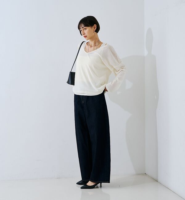Rouge vif「【2点セット】シアーベロアストライプアンサンブル【予約】」|Tシャツ・カットソー|