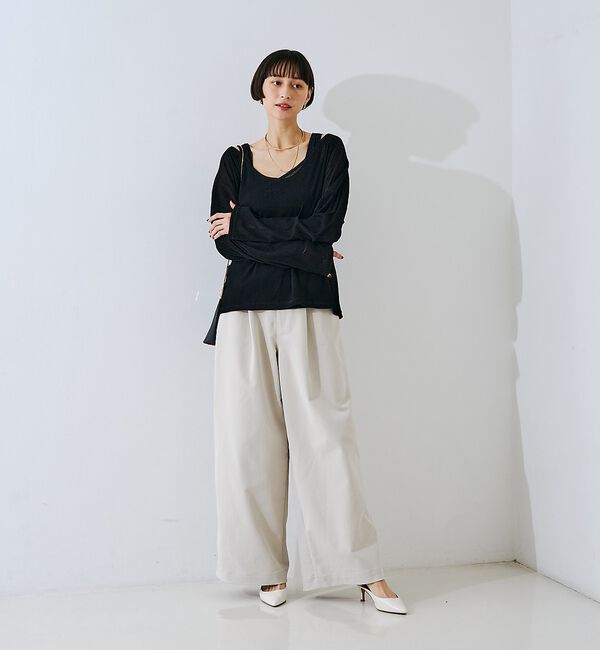 Rouge vif「【2点セット】シアーベロアストライプアンサンブル【予約】」|Tシャツ・カットソー|