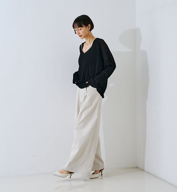 Rouge vif「【2点セット】シアーベロアストライプアンサンブル【予約】」|Tシャツ・カットソー|