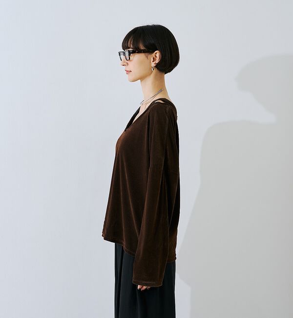 Rouge vif「【2点セット】シアーベロアストライプアンサンブル【予約】」|Tシャツ・カットソー|