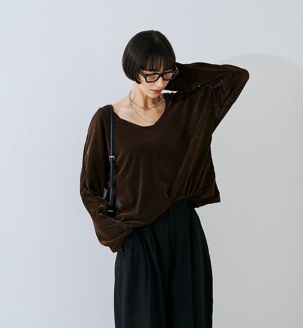 Rouge vif「【2点セット】シアーベロアストライプアンサンブル【予約】」|Tシャツ・カットソー|