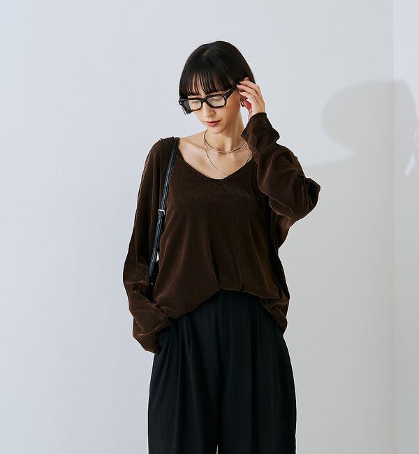 Rouge vif「【2点セット】シアーベロアストライプアンサンブル【予約】」|Tシャツ・カットソー|