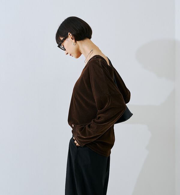 Rouge vif「【2点セット】シアーベロアストライプアンサンブル【予約】」|Tシャツ・カットソー|
