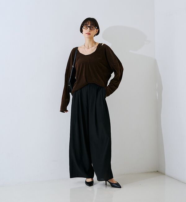 Rouge vif「【2点セット】シアーベロアストライプアンサンブル【予約】」|Tシャツ・カットソー|