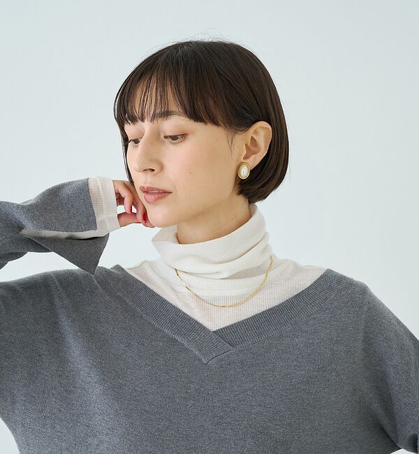Rouge vif「前後2WAYウール釦テレコタートルカットソー【予約】」|Tシャツ・カットソー|