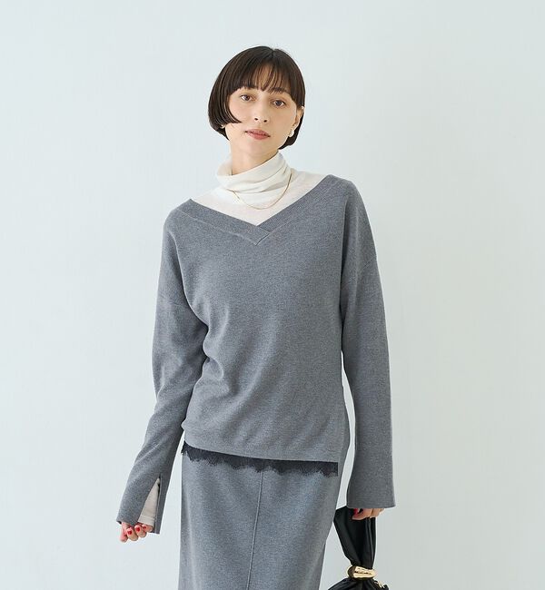 Rouge vif「前後2WAYウール釦テレコタートルカットソー【予約】」|Tシャツ・カットソー|