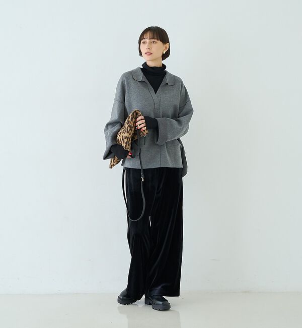 Rouge vif「前後2WAYウール釦テレコタートルカットソー【予約】」|Tシャツ・カットソー|