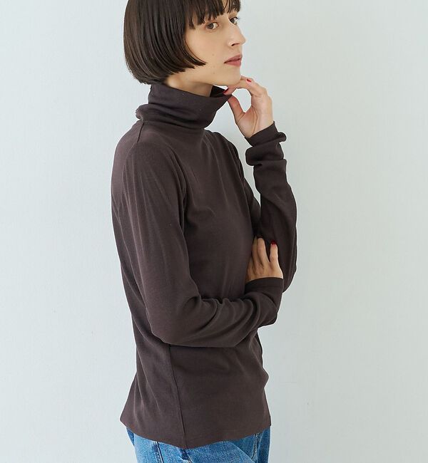 Rouge vif「前後2WAYウール釦テレコタートルカットソー【予約】」|Tシャツ・カットソー|ブラウン