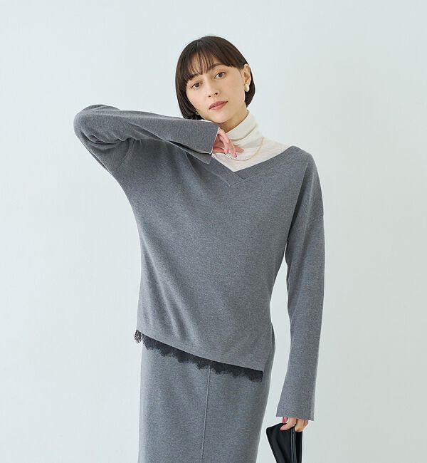 Rouge vif「【セットアップ対応】前後2WAYウール混フレアスリーブプルオーバー【予約】」|ニット・セーター|