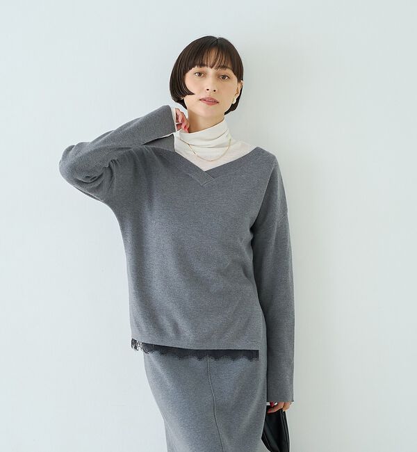 Rouge vif「【セットアップ対応】前後2WAYウール混フレアスリーブプルオーバー【予約】」|ニット・セーター|