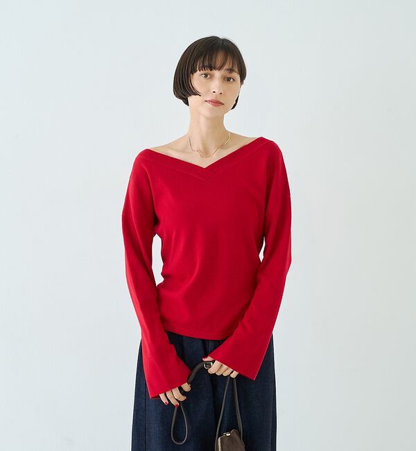 Rouge vif「【セットアップ対応】前後2WAYウール混フレアスリーブプルオーバー【予約】」|ニット・セーター|