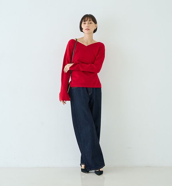 Rouge vif「【セットアップ対応】前後2WAYウール混フレアスリーブプルオーバー【予約】」|ニット・セーター|