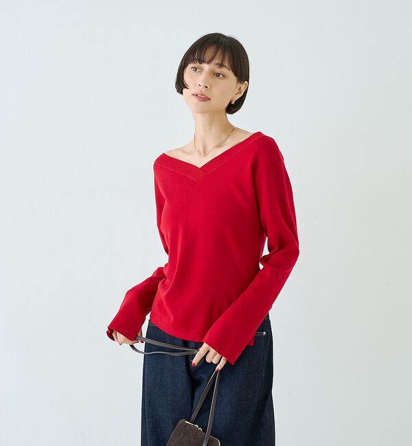 Rouge vif「【セットアップ対応】前後2WAYウール混フレアスリーブプルオーバー【予約】」|ニット・セーター|