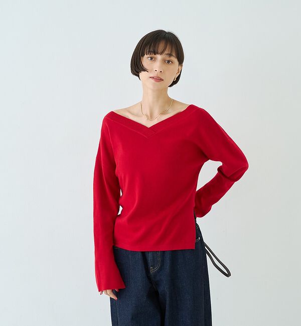 Rouge vif「【セットアップ対応】前後2WAYウール混フレアスリーブプルオーバー【予約】」|ニット・セーター|