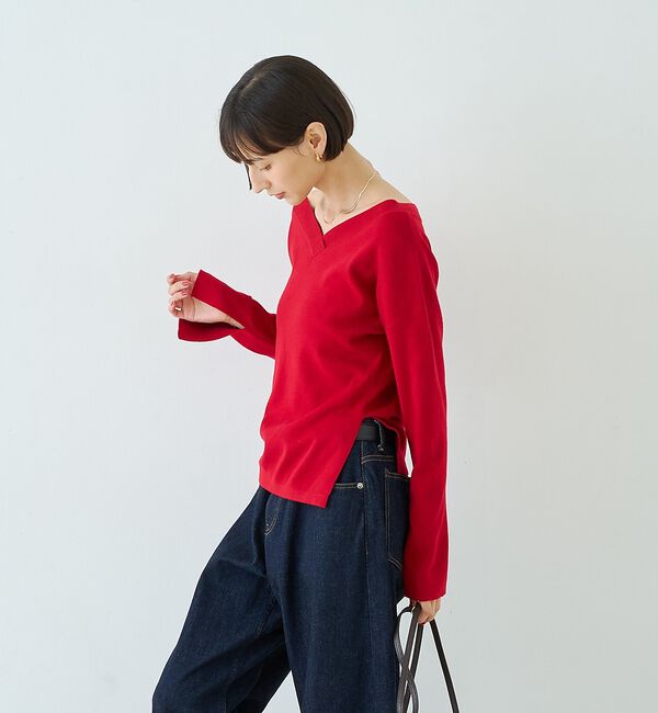 Rouge vif「【セットアップ対応】前後2WAYウール混フレアスリーブプルオーバー【予約】」|ニット・セーター|