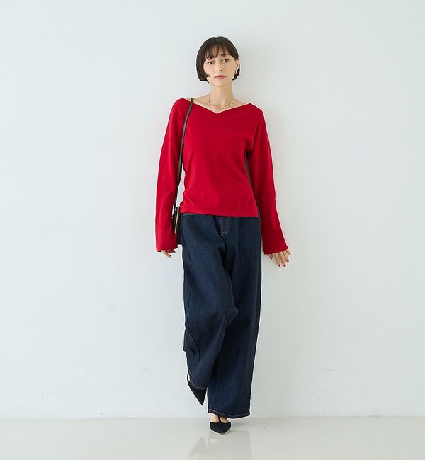 Rouge vif「【セットアップ対応】前後2WAYウール混フレアスリーブプルオーバー【予約】」|ニット・セーター|