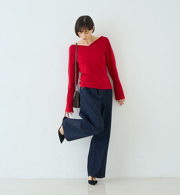 Rouge vif「【セットアップ対応】前後2WAYウール混フレアスリーブプルオーバー【予約】」|ニット・セーター|