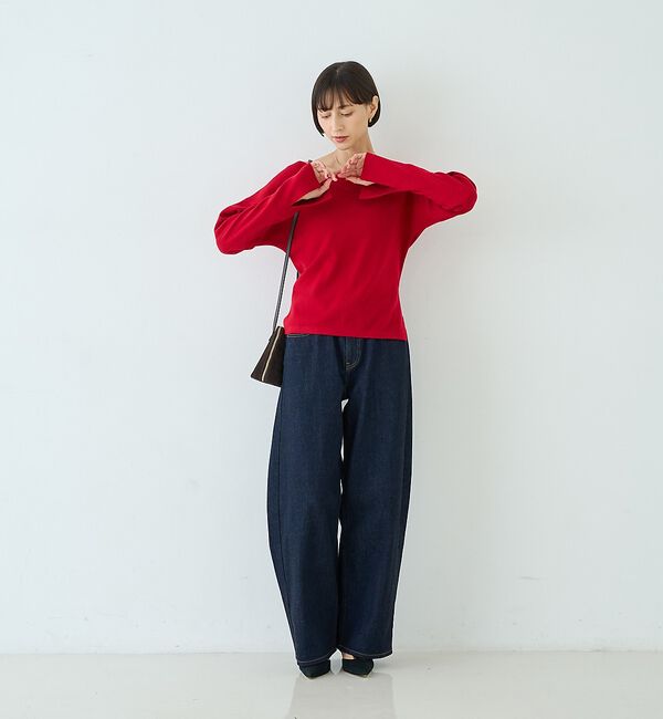 Rouge vif「【セットアップ対応】前後2WAYウール混フレアスリーブプルオーバー【予約】」|ニット・セーター|