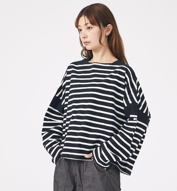 Rouge vif「【MONT KEMMEL/モン ケメル】ワイドバスクシャツ / ボーダーロングス」|Tシャツ・カットソー|