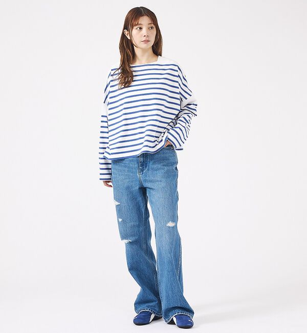 Rouge vif「【MONT KEMMEL/モン ケメル】ワイドバスクシャツ / ボーダーロングス」|Tシャツ・カットソー|