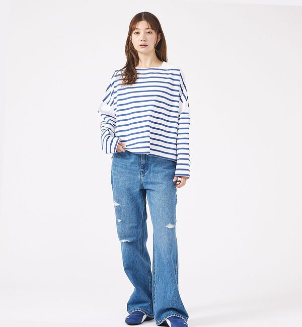 Rouge vif「【MONT KEMMEL/モン ケメル】ワイドバスクシャツ / ボーダーロングス」|Tシャツ・カットソー|