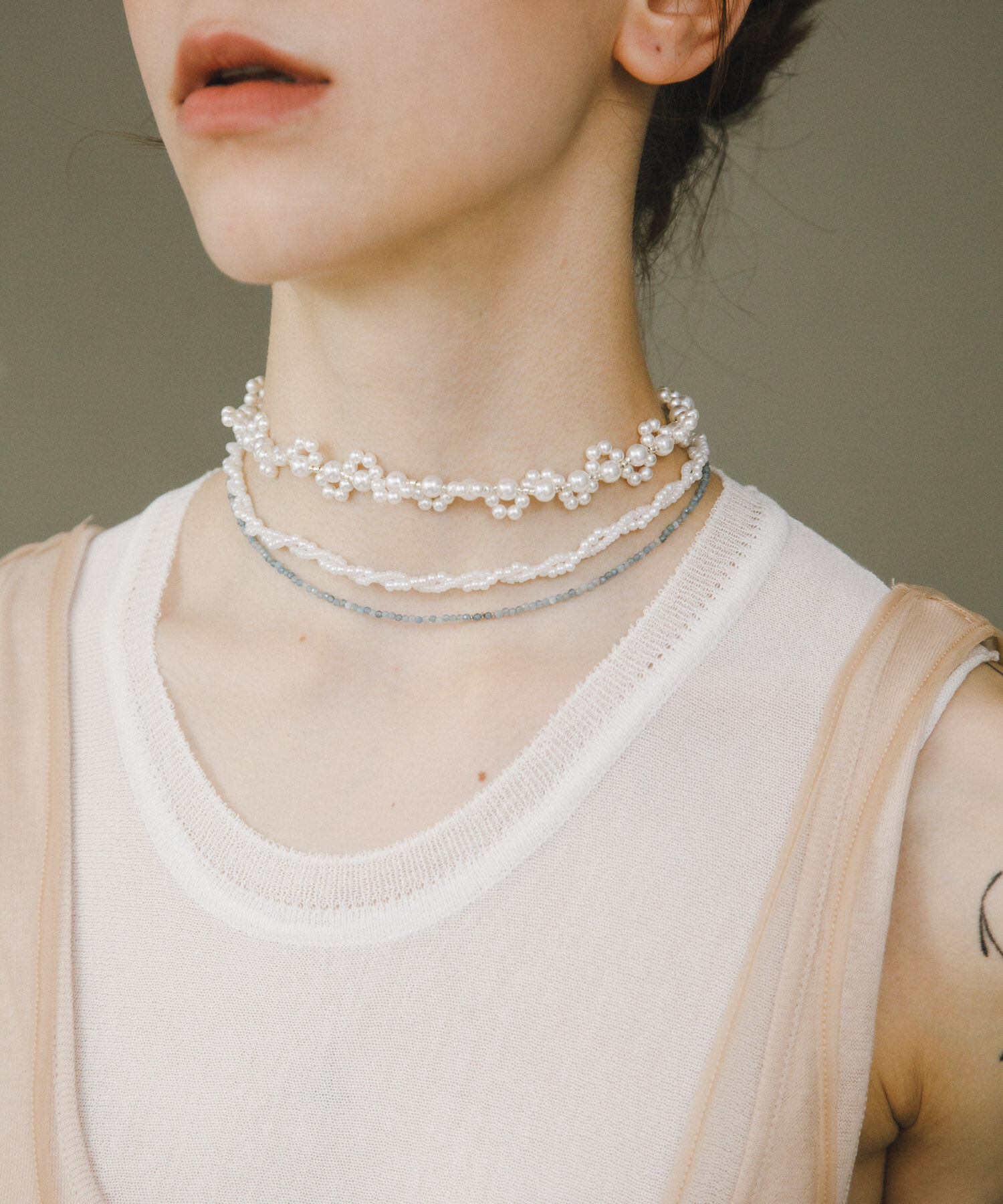 URBAN RESEARCH「decor『デコール』　AQUAMARINE BEAD NECKLACE」|ネックレス|ブルー系その他
