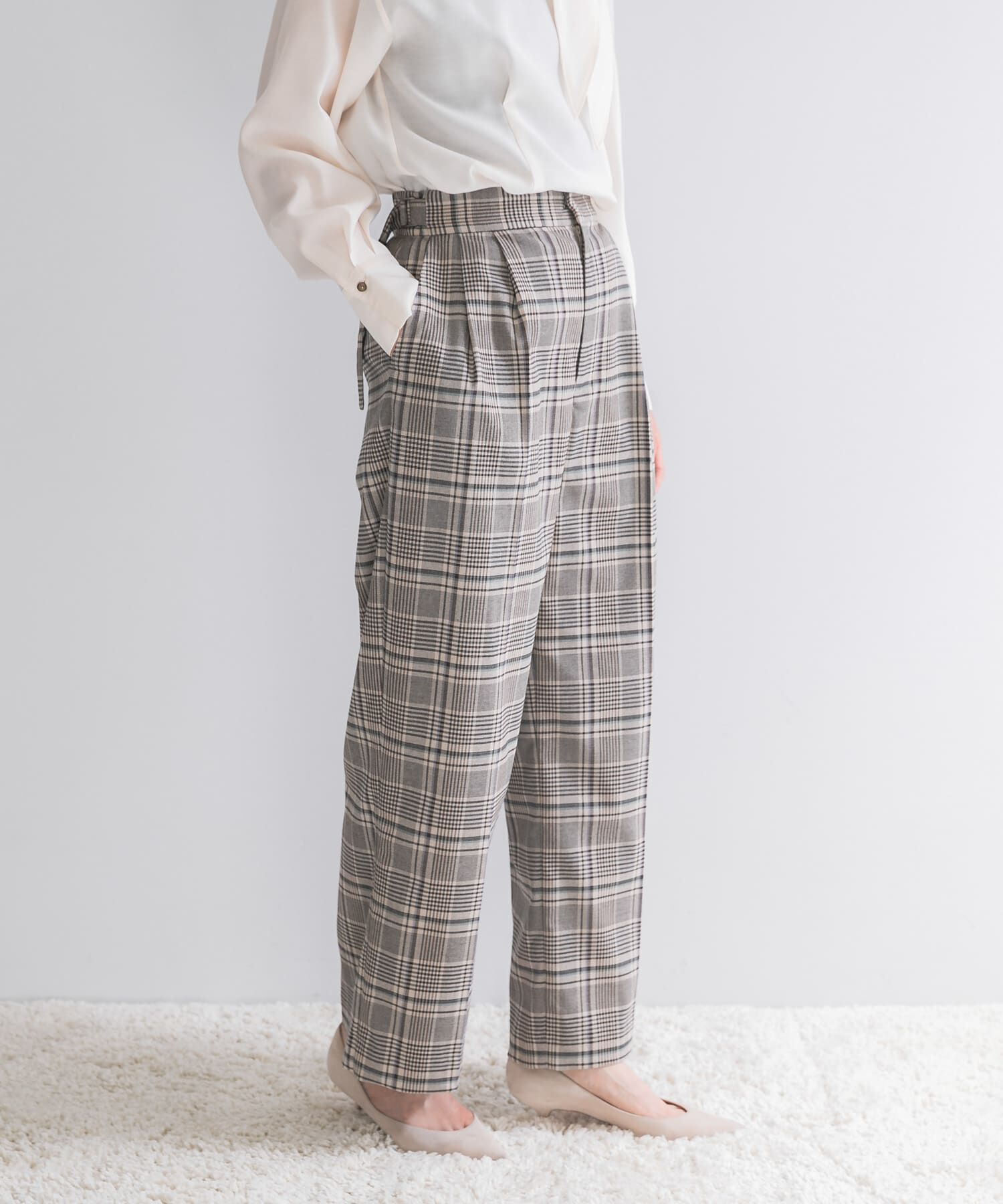URBAN RESEARCH ROSSO「サイドベルトデザインチェックパンツ」|その他|