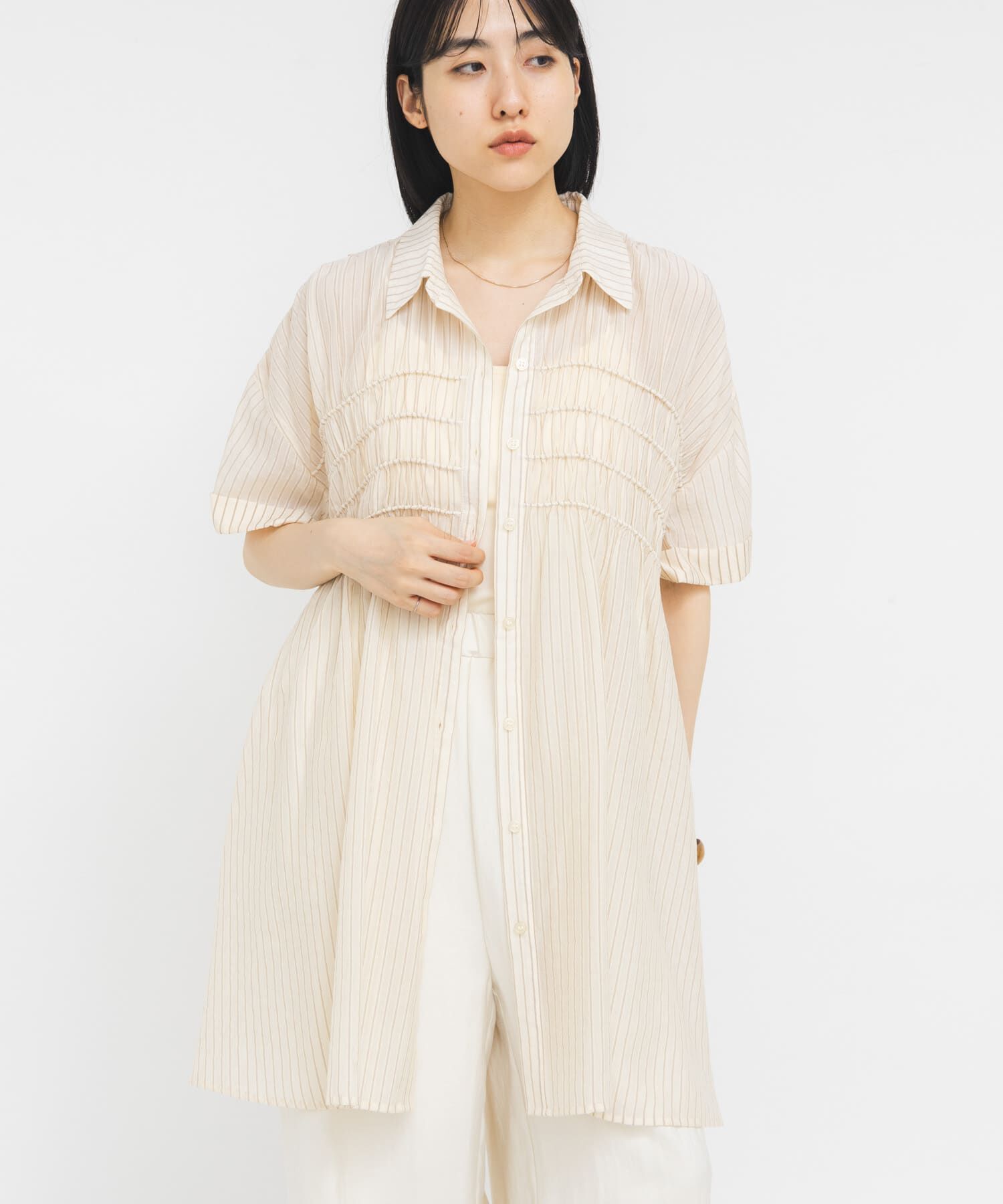  「ターンナップシャーリングミニワンピース」|ワンピース|