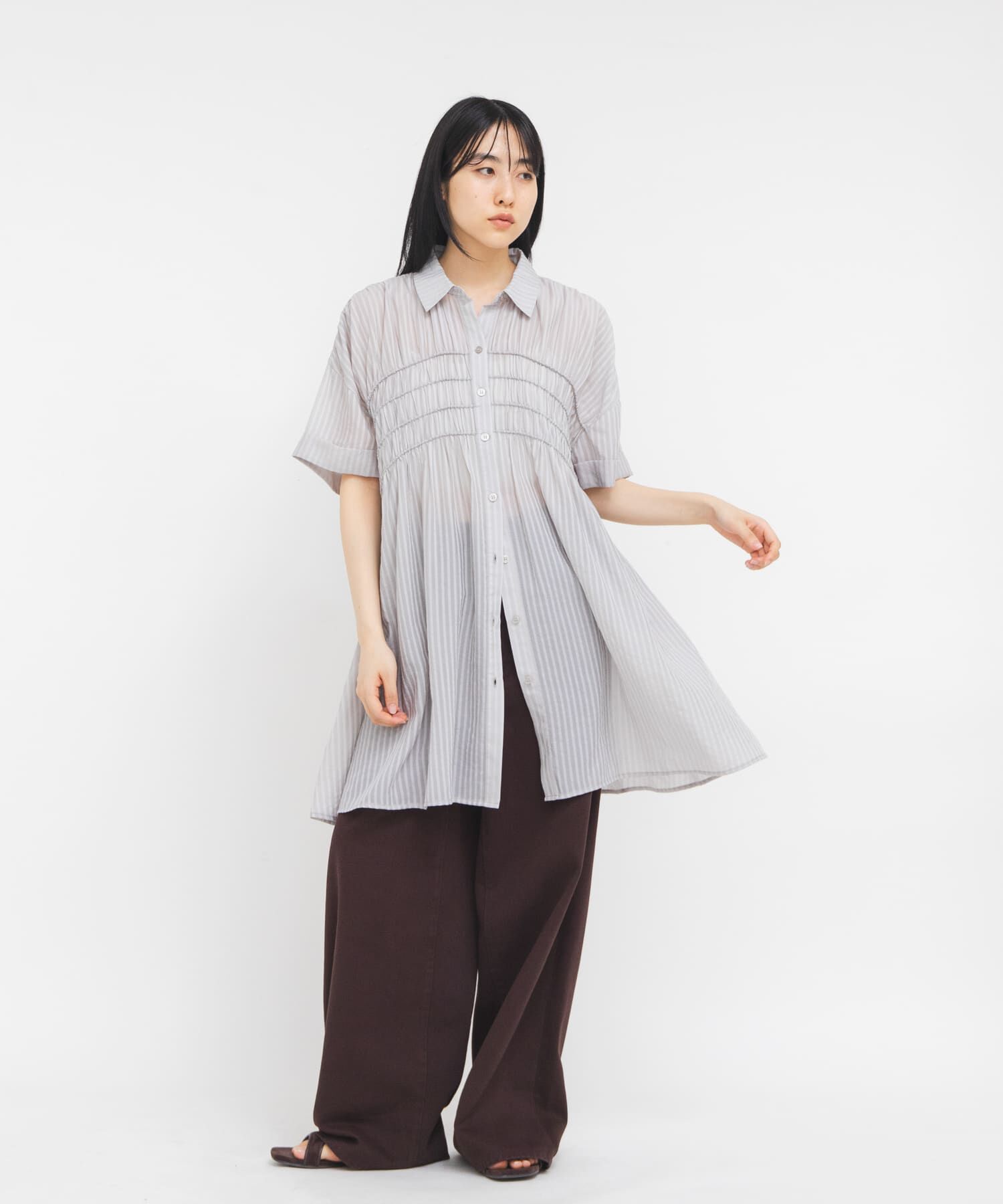  「ターンナップシャーリングミニワンピース」|ワンピース|
