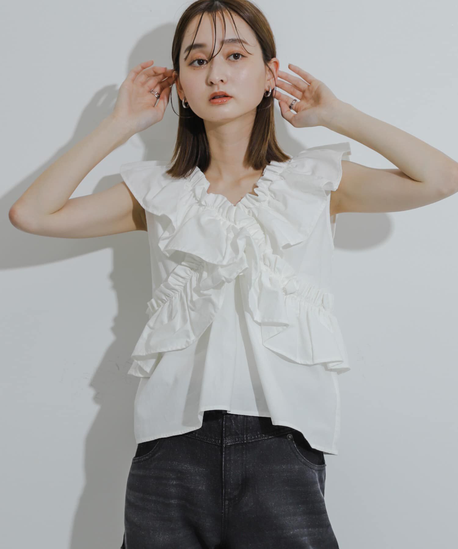 SENSE OF PLACE by URBAN RESEARCH「2WAYフリルノースリーブブラウス」|シャツ・ブラウス|