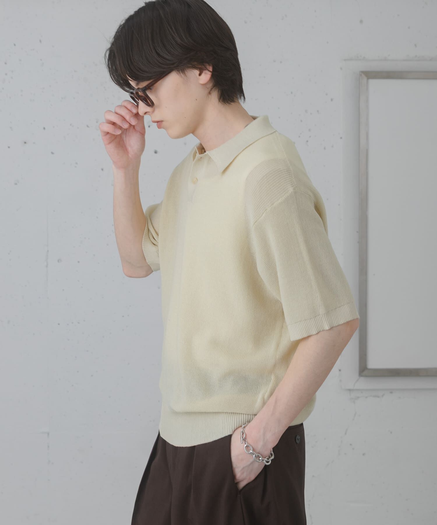 SENSE OF PLACE by URBAN RESEARCH「『ユニセックス/洗濯可』エアリーメランジニットポロシャツ」|ニット・セーター|