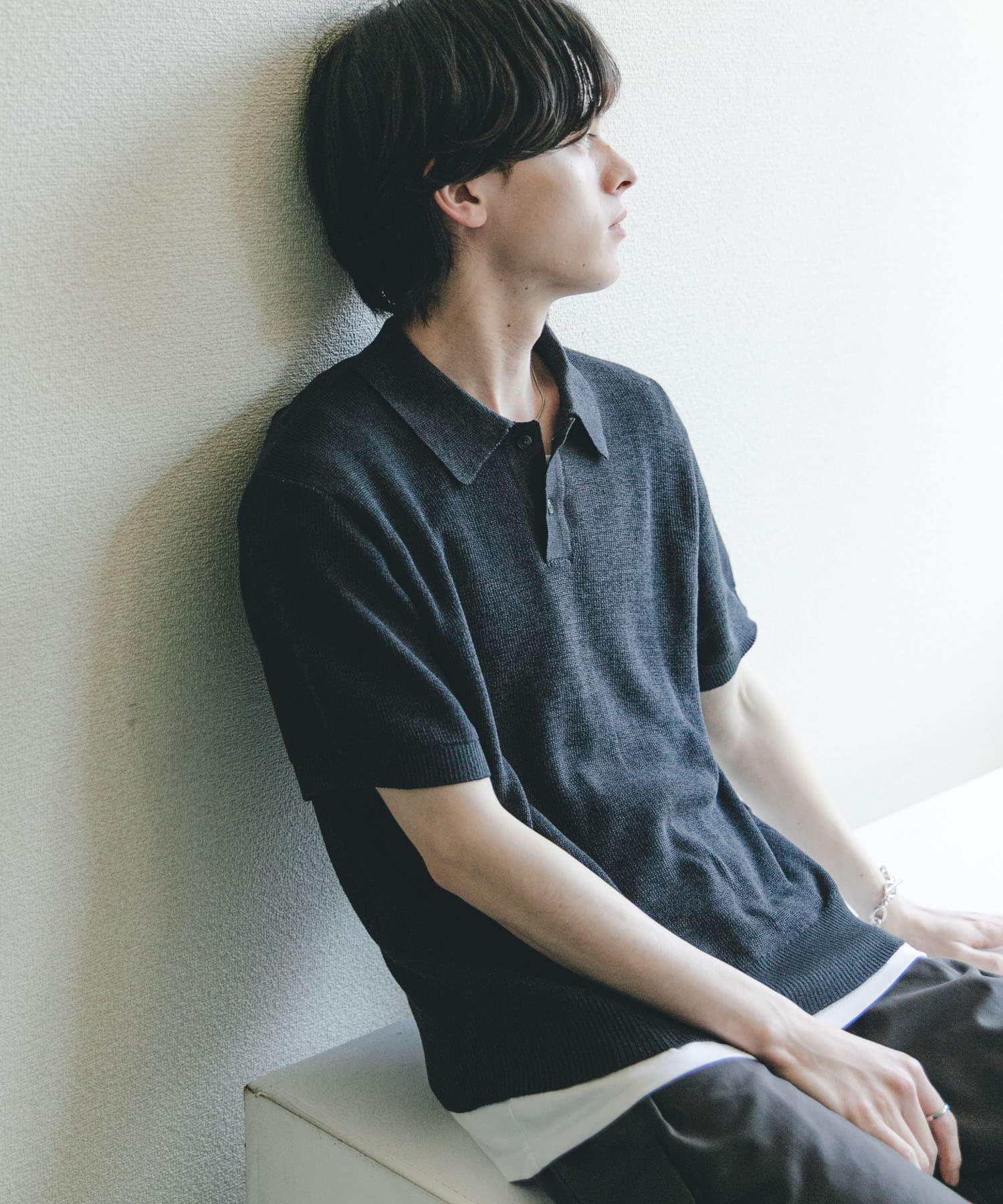 SENSE OF PLACE by URBAN RESEARCH「『ユニセックス/洗濯可』エアリーメランジニットポロシャツ」|ニット・セーター|