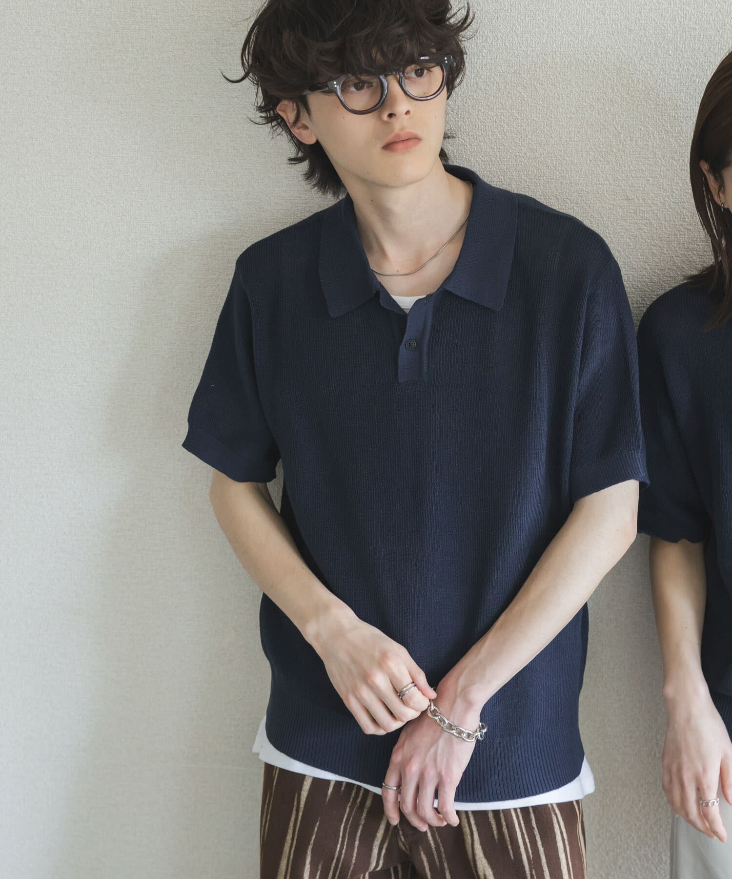 SENSE OF PLACE by URBAN RESEARCH「『ユニセックス/洗濯可』エアリーメランジニットポロシャツ」|ニット・セーター|