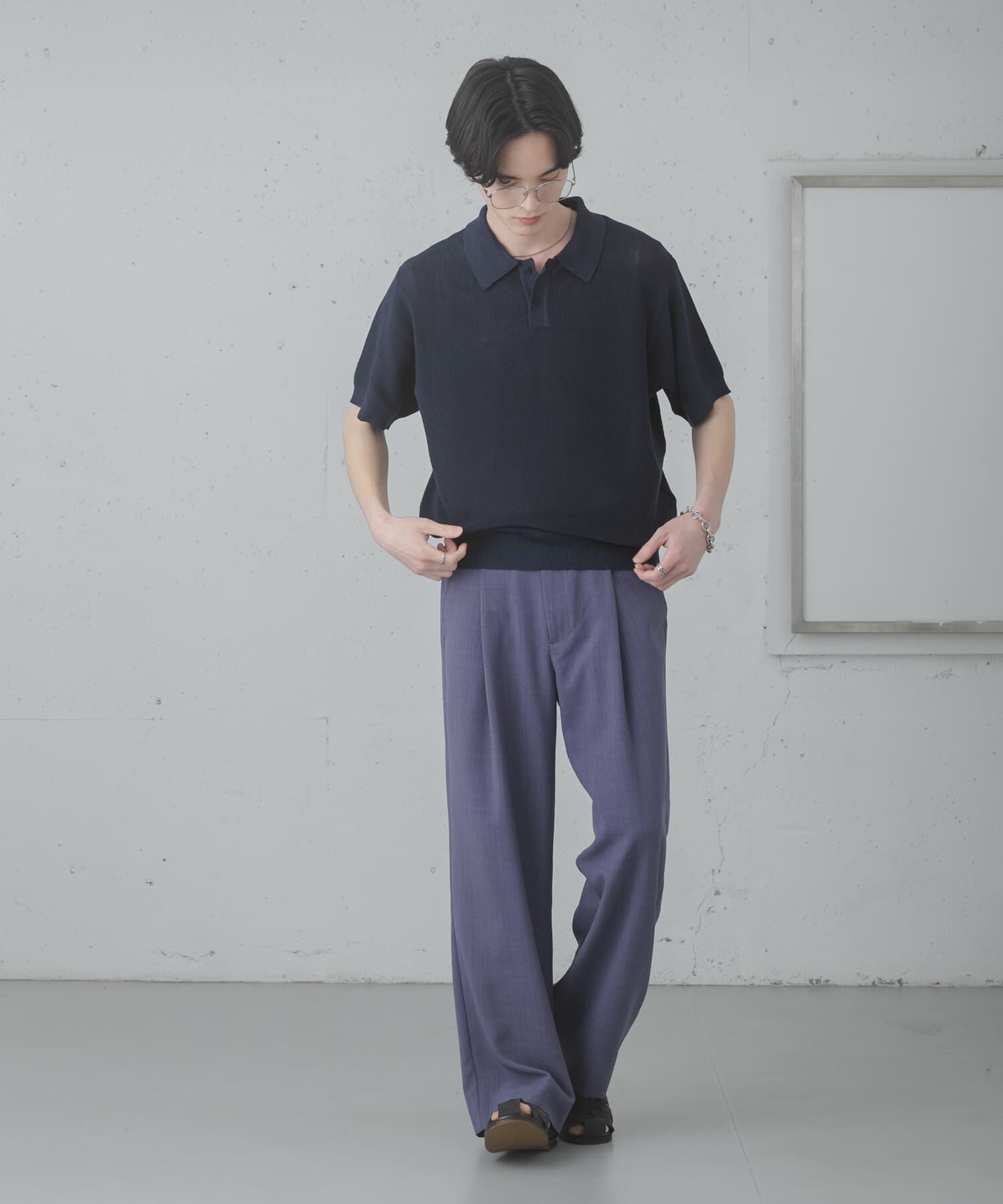 SENSE OF PLACE by URBAN RESEARCH「『ユニセックス/洗濯可』エアリーメランジニットポロシャツ」|ニット・セーター|