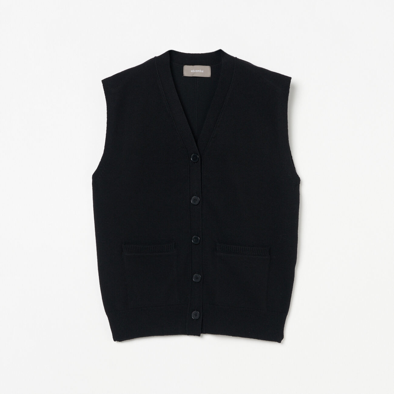 HELIOPOLE「HELIOPOLE V NECK KNIT VEST」|ニット・セーター|ブラック