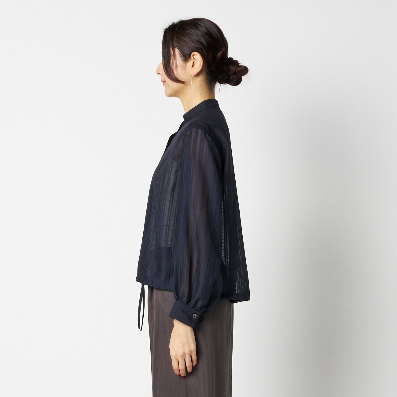 HELIOPOLE「HELIOPOLE SHEER STRIPE DRAWSTRING SHIRT」|シャツ・ブラウス|
