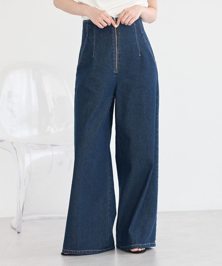 earth music&ecology「【WEB限定】フロントZIPバックレースアップデニム」|デニム|Indigo