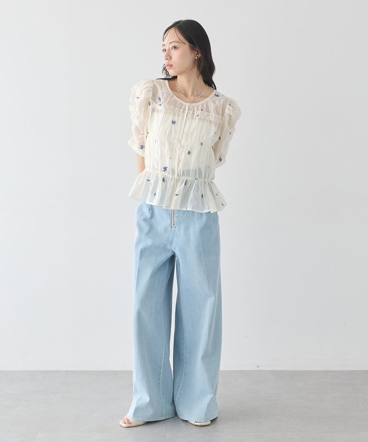earth music&ecology「【WEB限定】フロントZIPバックレースアップデニム」|デニム|