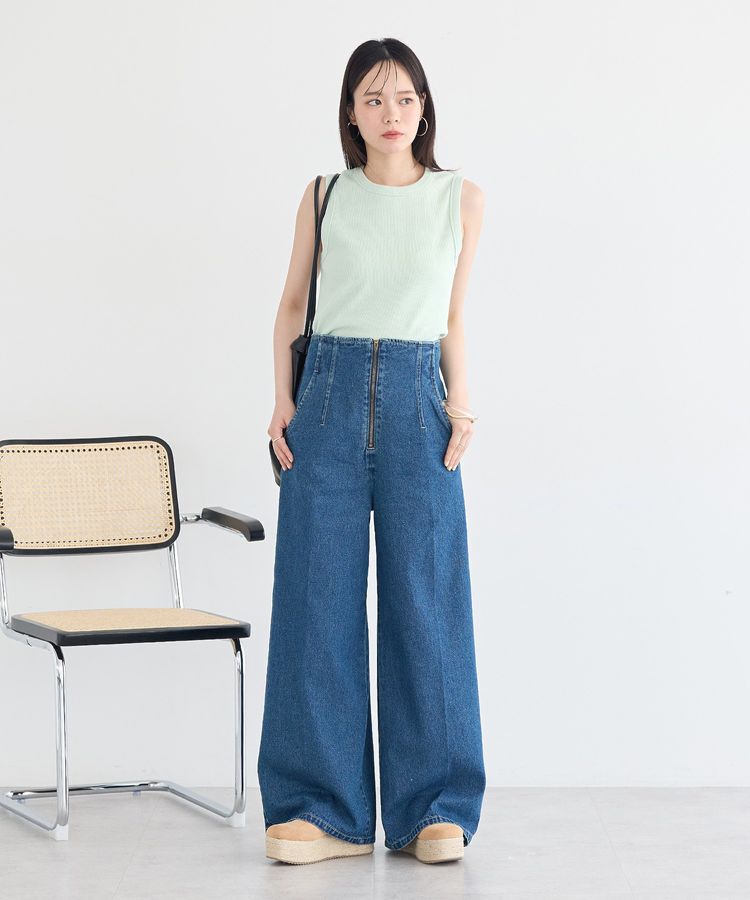 earth music&ecology「【WEB限定】フロントZIPバックレースアップデニム」|デニム|